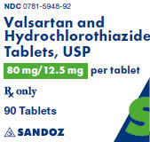 Package Label – 80 mg/12.5 mg Rx Only NDC 0781-5948-92 Valsartan and hydrochlorothiazide Tablets, USP 80 mg/12.5 mg per tablet 90 tablets
