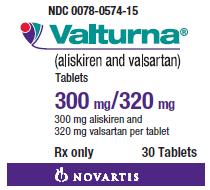Package Label – 300 mg/320 mg
Rx Only  NDC 0078-0574-15
Valturna® (aliskiren and valsartan) Tablets