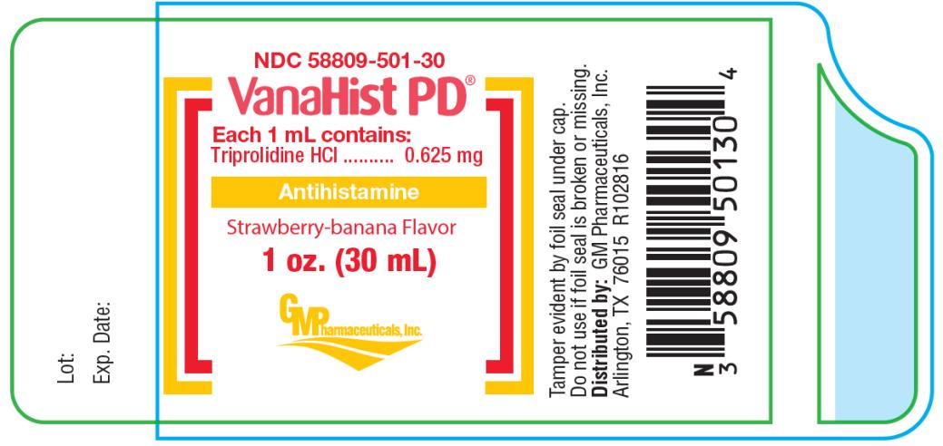 PRINCIPAL DISPLAY PANEL
NDC 58809-501-30
VanaHist PD
Strawberry-banana Flavor
1 oz. (30 mL)
