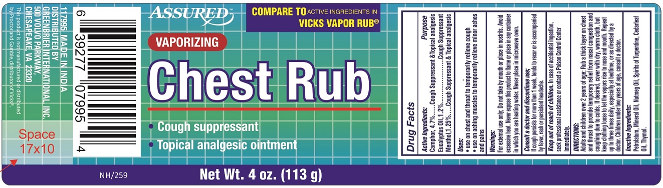 Assured Vaporizing Chest Rub | Camphor And Eucalyptus Oil And Menthol Ointment while Breastfeeding