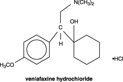 This is an image of the structural formula of venlafaxine hydrochloride.