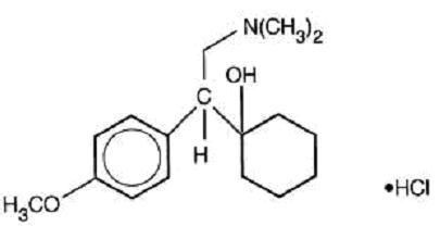 Structural formula for venalfaxine hydrochloride, USP