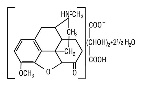 Chemical structure for Hydrocodone bitartrate.