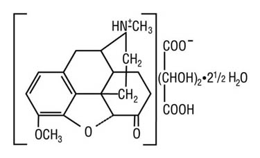 Chemical structure for hydrocodone bitartrate.