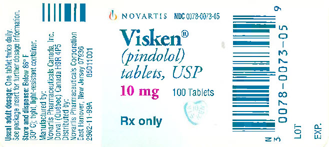 Visken 10 mg 100 tablets package label