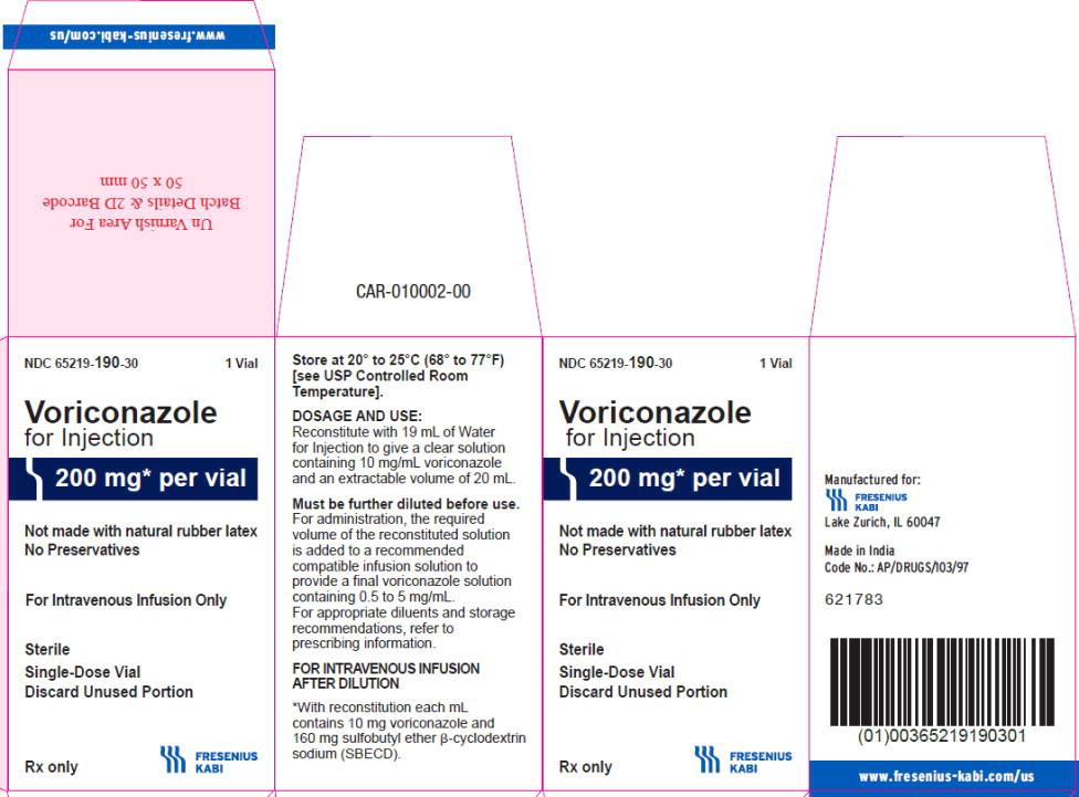 PACKAGE LABEL - PRINCIPAL DISPLAY – Voriconazole for Injection 200mg* per vial - Carton
