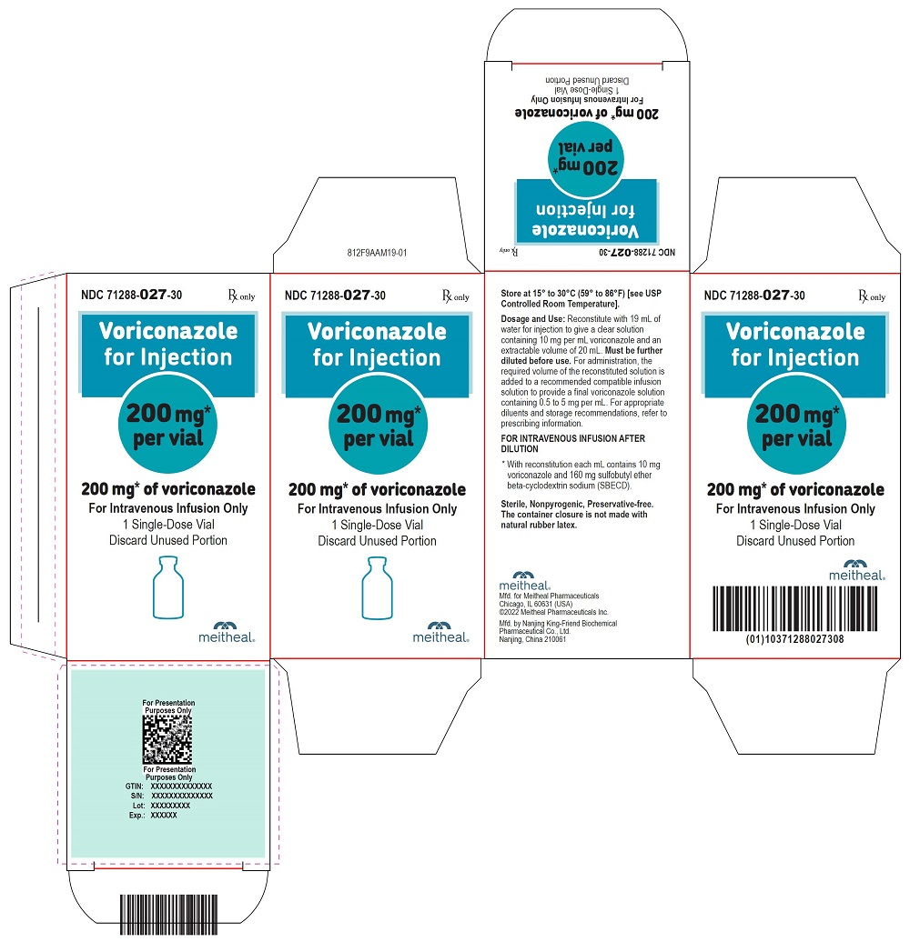 PRINCIPAL DISPLAY PANEL – Voriconazole for Injection, 200 mg Carton