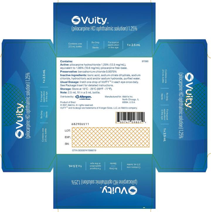 NDC 0074-7098-04
Vuity™ 
(pilocarpine HCI ophthalmic
solution) 1.25%
Rx Only
Sterile
2.5 mL
For Topical Application in the Eye
Allergan™
An AbbVie company

