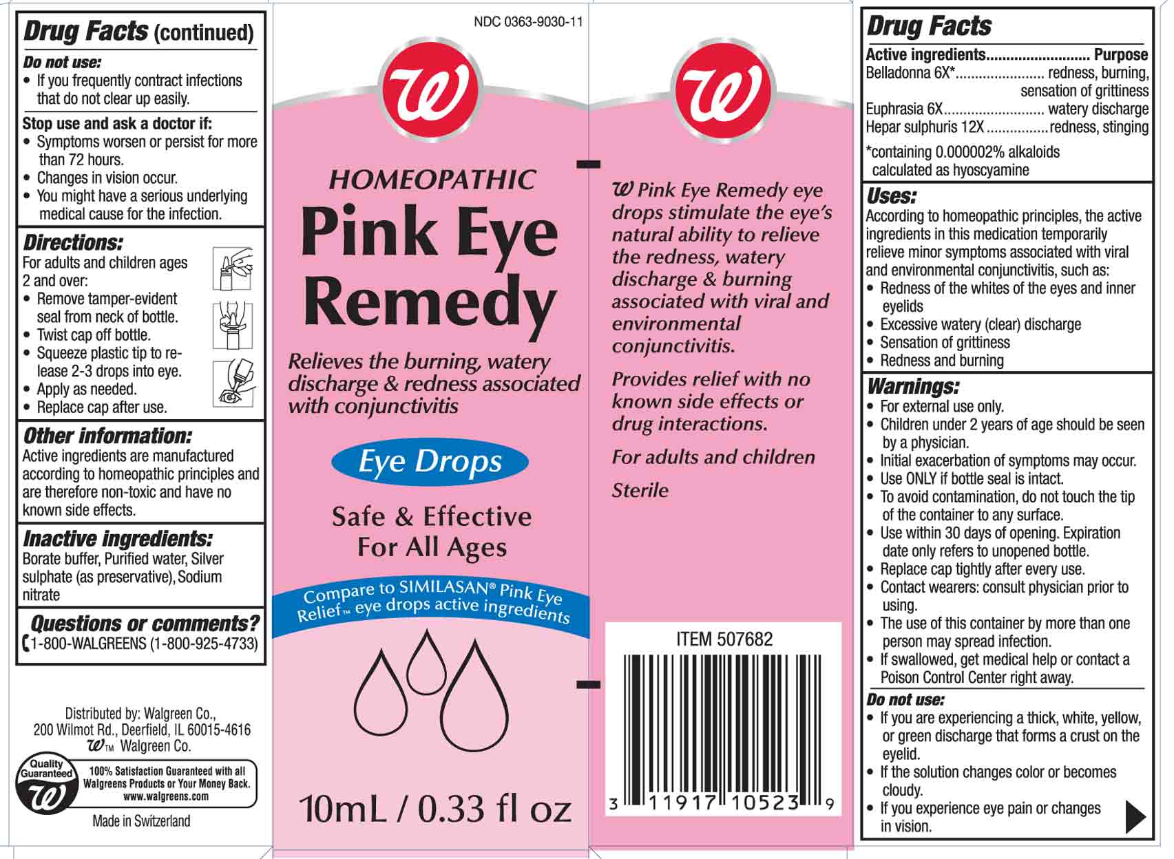 Walgreens Pink Eye Remedy box