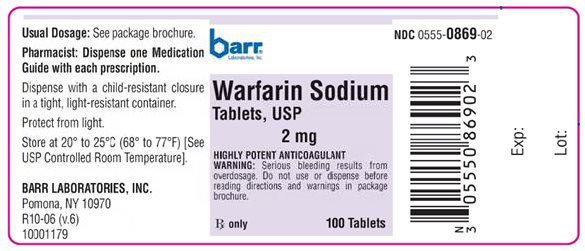 Warfarin Sodium Tablets USP 2 mg, 100s Label