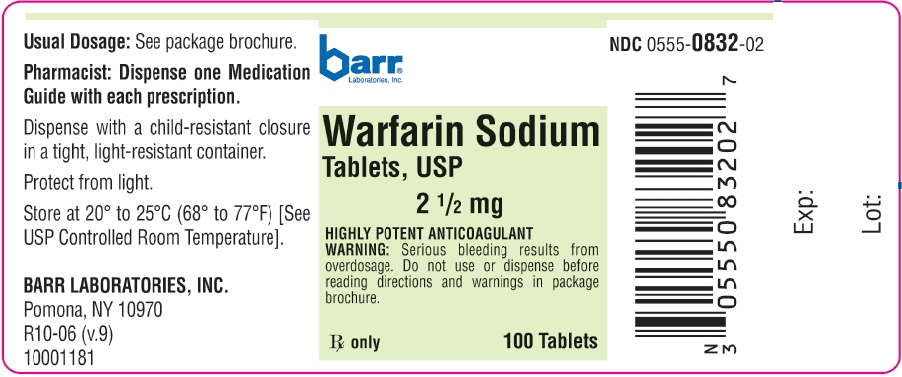 Warfarin Sodium Tablets USP 2 1/2 mg, 100s Label