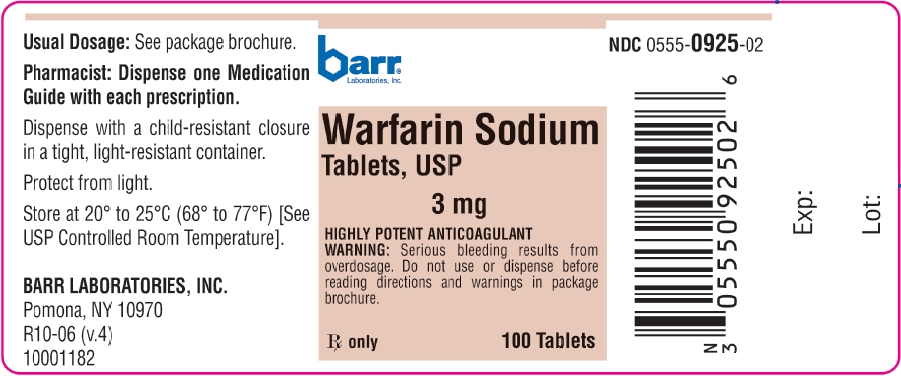 Warfarin Sodium Tablets USP 3 mg, 100s Label