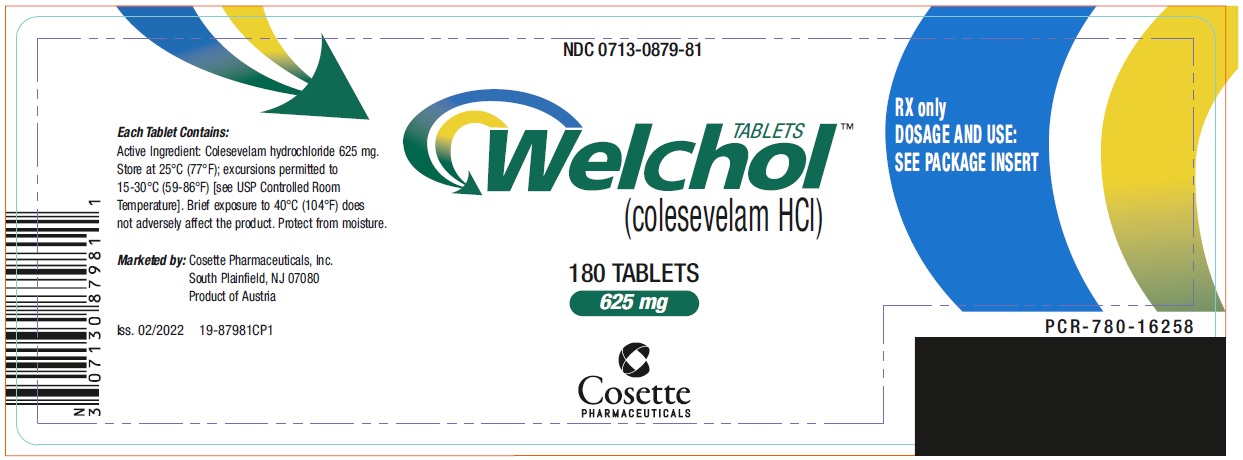 PRINCIPAL DISPLAY PANEL NDC 0713-0879-81 TABLETS Welchol (colesevelam HCI) 180 TABLETS 625 mg