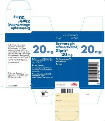 Xigris 20 mg carton 1ct
