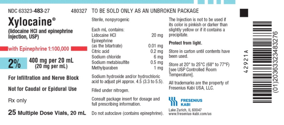 PACKAGE LABEL – PRINCIPAL DISPLAY – Xylocaine 20 mL Multiple Dose Vial Tray Label
