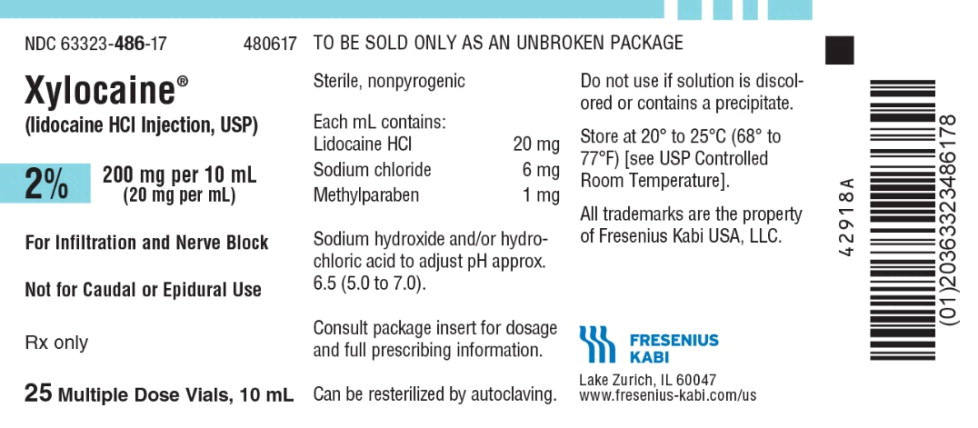PACKAGE LABEL – PRINCIPAL DISPLAY – Xylocaine 10 mL Multiple Dose Vial Tray Label
