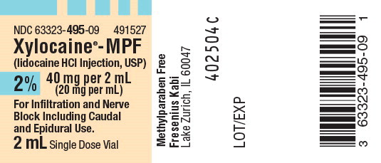 PACKAGE LABEL – PRINCIPAL DISPLAY – Xylocaine - MPF 2 mL Single Dose Vial Label
