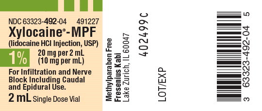 PACKAGE LABEL – PRINCIPAL DISPLAY – Xylocaine – MPF 2 mL Single Dose Vial Label
