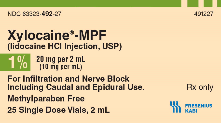 PACKAGE LABEL – PRINCIPAL DISPLAY – Xylocaine – MPF 2 mL Single Dose Vial 
