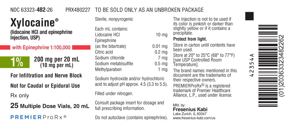 PACKAGE LABEL – PRINCIPAL DISPLAY – Xylocaine with Epinephrine 20 mL Multiple Dose Vial Tray Label
