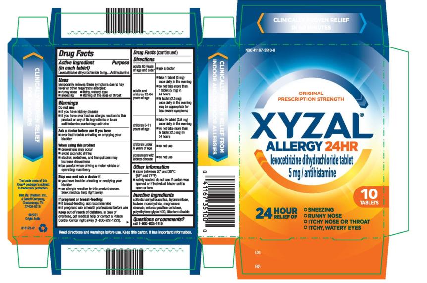 NDC 41167-3510-0
XYZAL
Allergy 24HR
5 mg
10 Tablets
