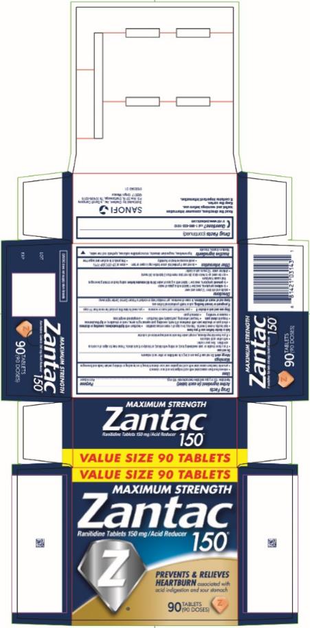 PRINCIPAL DISPLAY PANEL
MAXIMUM STRENGTH
Zantac 150
Ranitidine 150 mg/ Acid reducer
90 TABLETS 
(90 DOSES)
