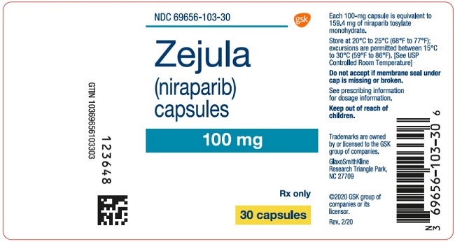 Zejula 100 mg 30 count label