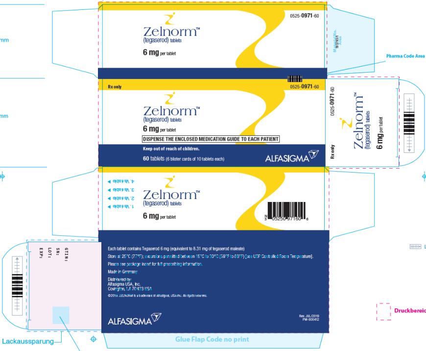 PRINCIPAL DISPLAY PANEL
NDC 0525-0971-60
Zelnorm
(tegaserod) tablets
6 mg per tablet
60 tablets (6 blister cards of 10 tablets each)

