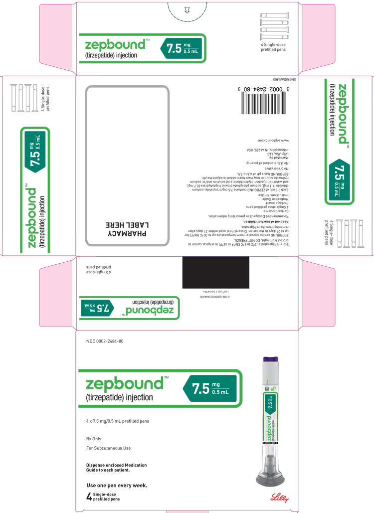 PACKAGE LABEL - Zepbound™, 7.5 mg/0.5 mL, Carton, 4 Single-Dose Pens
