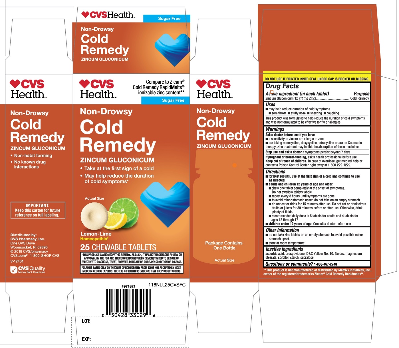 CVS Health Cold Remedy Lemon Flavor 25 Chewable Tablets