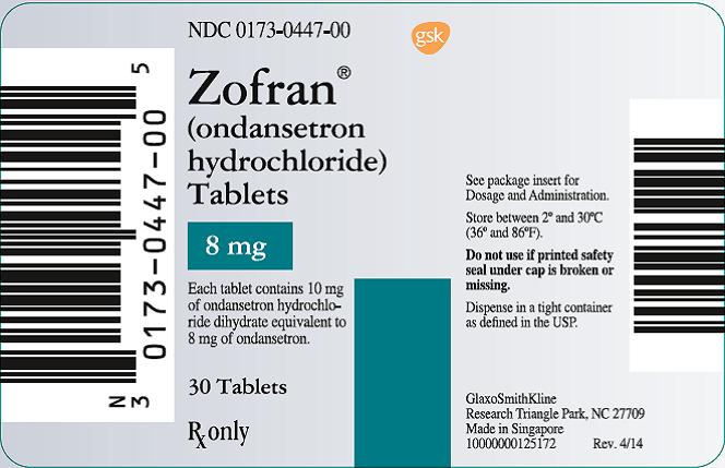 Zofran 8mg 30 count label