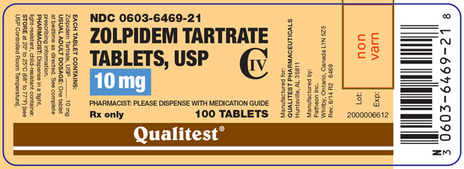 This is an image of the label for 10 mg 100 tablets Zolpidem Tartrate Tablets USP.