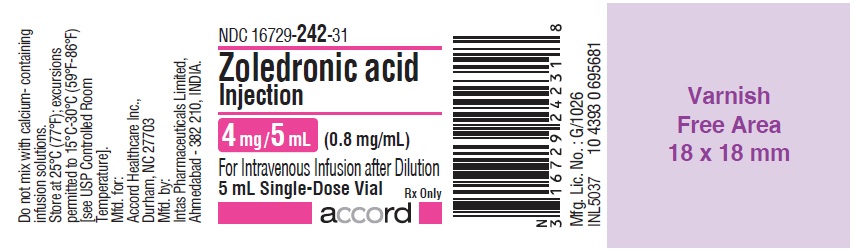 Zoledronic acid 4mg/5mL container label