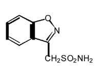 Zonisamide is a white powder, pKa = 10.2, and is moderately soluble in water (0.80 mg/mL) and 0.1 N HCl (0.50 mg/mL).