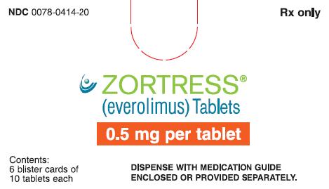 PRINCIPAL DISPLAY PANEL
Package Label – 0.5 mg
Rx Only	NDC 0078-0414-20
Zortress® (everolimus) Tablets
