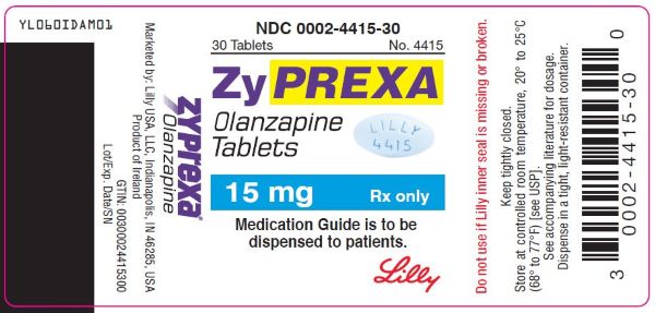 PACKAGE LABEL - ZYPREXA 15 mg tablet, bottle of 30
