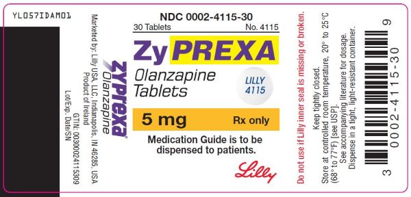 PACKAGE LABEL - ZYPREXA 5 mg tablet, bottle of 30
