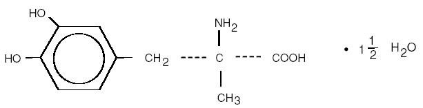 Methyldopa structural formula