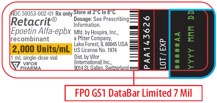 Rx Item-Retacrit 2000UN/ML 10X1 ML Vial -Keep Refrigerated - by Pfizer Pharma USA 